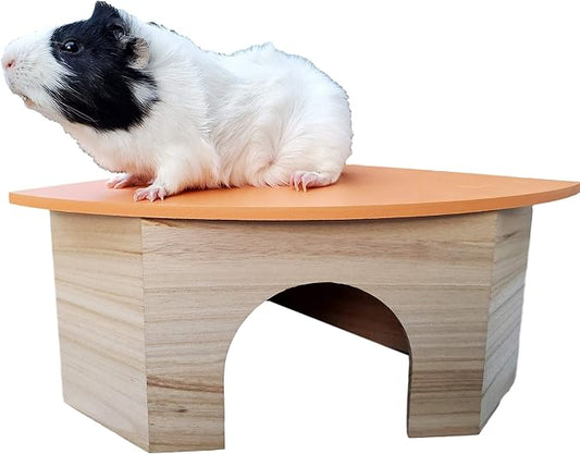 the Space House All Natural Sturdy Pine Wood Corner Hideout Hidey Guinea Pig Hut (Mango)