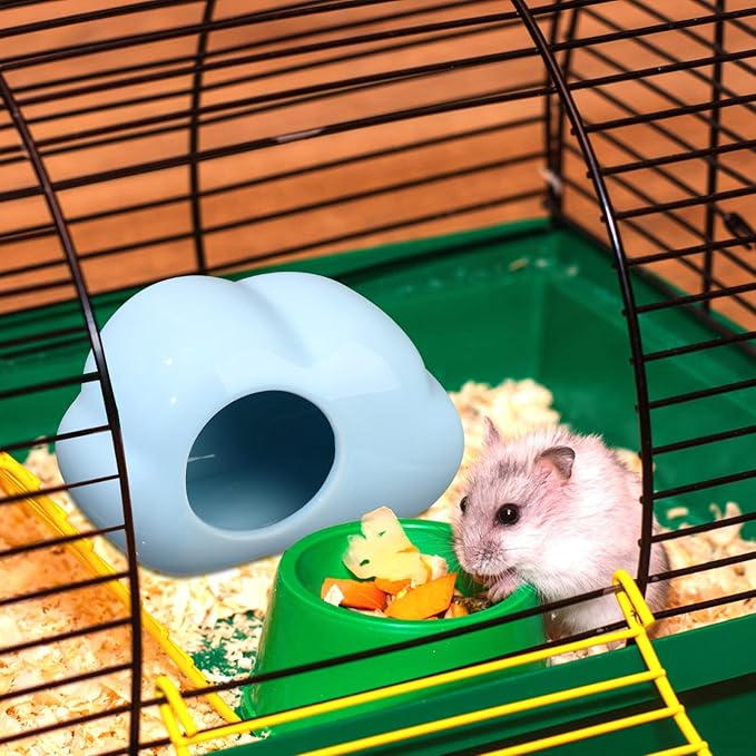 Mipcase Hamster House Ceramic Hamster Hideout, 2Pcs House Summer Cooling Hideaway Cloud Shape Small Animal Beds for Chinchilla Guinea Pig Summer Nest