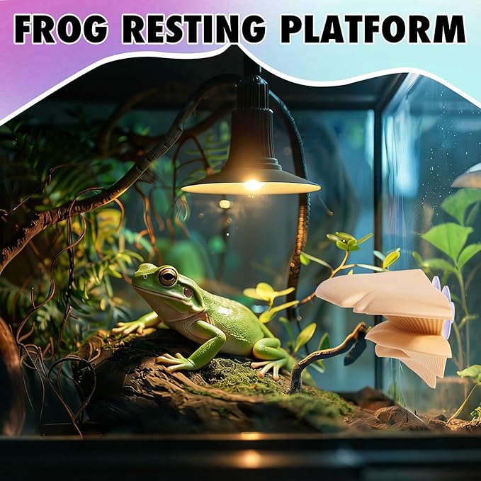 Mushroom Reptile Tank Decor, Mushroom Climbing and Resting Platform Habitat for Tree Frog Terrarium, Reptile Ledge for Leopard Gecko, Lizards, Fish, Turtle, Hermit Crab (Yellow)