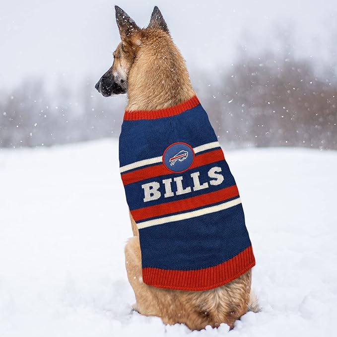 Pets First NFL Buffalo Bills Dog Sweater, Size Extra Large. Warm and Cozy Knit Pet Sweater with NFL Team Logo, Best Puppy Sweater for Large and Small Dogs, Team Color (BUF-4179-XL)