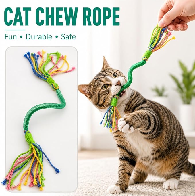 Interactive Catnip Toys for Indoor Cats, Cat Chew Rope Toy for Teeth Cleaning, Cat Crinkle Balls for Kitten Training and Play, Cat Toys Set for All Breeds 7Pack - Image 6