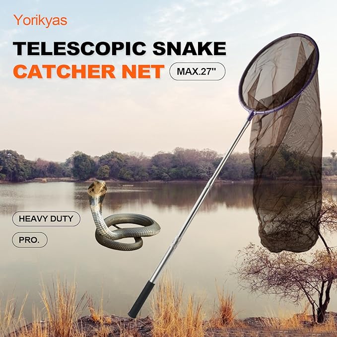 Yorikyas Snake Catcher Net Telescopic Pole for Reptile Grabber Rattle Snake Moving and Catching