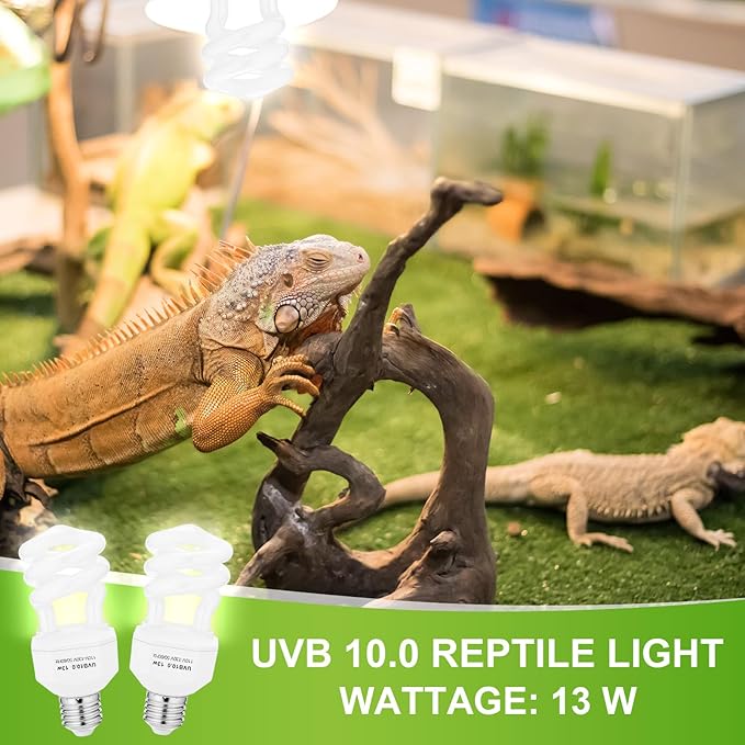 4 Pack UVB Reptile Light Bulb 10.0 Bulb for Desert Reptiles UVB Light Compact Fluorescent Terrarium Lamp for Bearded Dragon, Lizard, Tortoise, Iguanas, Snake, Gecko (13w,Light10.0)