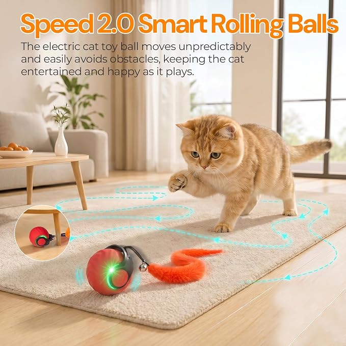 Interactive Cat Toys with Bird Sounds & 3 Speed Modes for Indoor Cats Play - Image 7