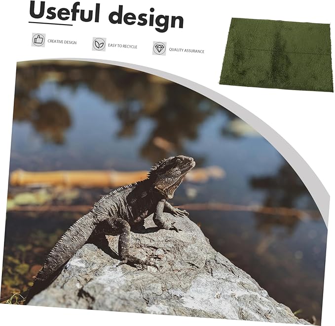 Reptile Carpet Mat for Tortoise and Amphibians Moisture Retaining Substrate Liner for Terrarium Easy to Clean Faux Grass Bedding