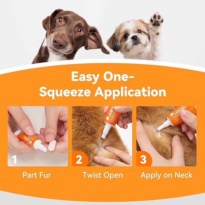 PUAINTA Addcool Plus Flea and Tick Prevention for Medium Dogs (23-44 lbs), Professional Topical Treatment, 3 Monthly Doses, Fast-Acting Waterproof Dog Flea Drops