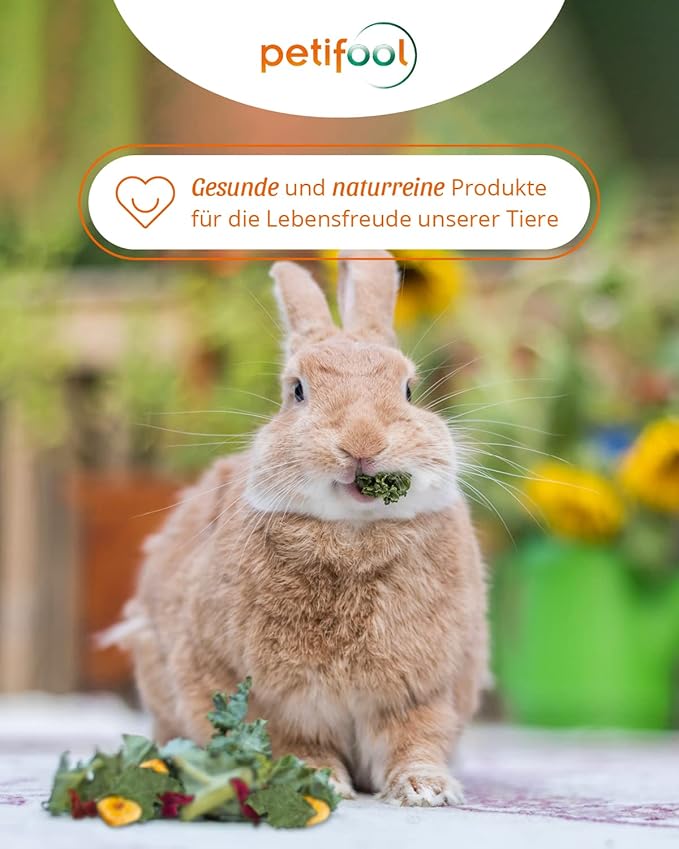 GIGATEMP petifool Blütenfest 380g - Ergänzungsfutter für Nager - natürliches Nagerfutter für Kaninchen, Meerschweinchen, Hamster, Chin
