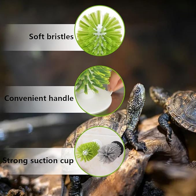 Turtle Brush with Suction Cup Turtle Brush Turtle Tank Accessories for Remove Turtle Shell Scutes
