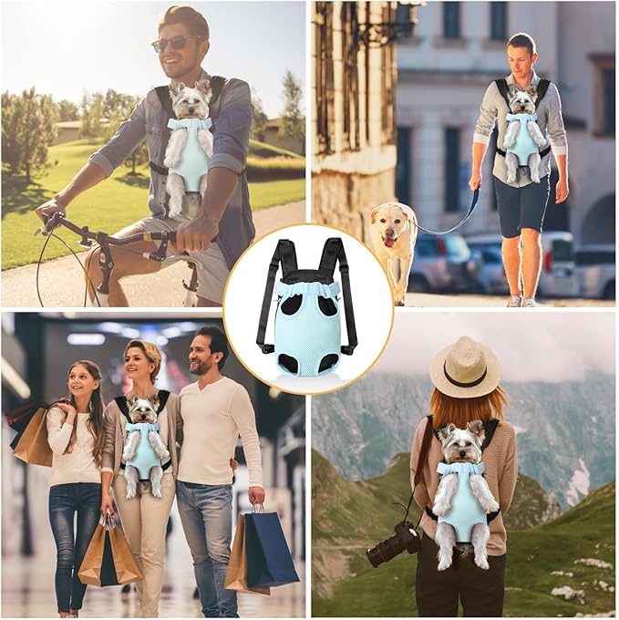 YUDODO Pet Dog Carrier Backpack Adjustable Dog Front Carrier, Legs Out Easy-Fit Dog Travel Backpack Carrier for Hiking Camping for Small Medium Dogs Cats and Rabbits (Small (Pack of 1), B-Sky)