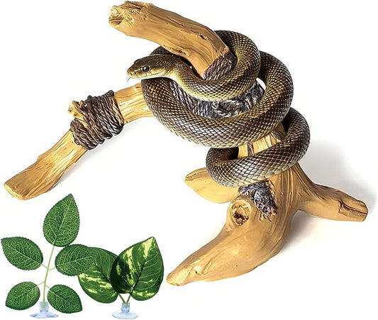Tfwadmx Snake Climbing Branch, Reptile Wood Trunk Branches Decor Resin Reptile Climbing Wood Branches Gecko Tank Branches Decor Chameleon Cage Accessories for Lizards, Tarantulas, Frogs