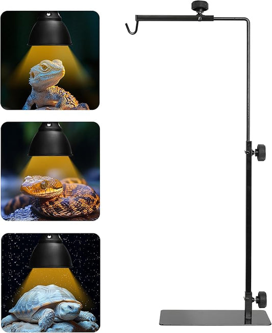 Simple Deluxe Reptile Lamp Stand Metal Light Holder Adjustable Height 16-32 inch, for Amphibian Terrarium Heating-Light and Aquarium Tank
