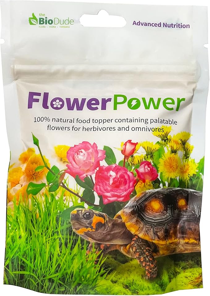 The Bio Dude Flower Power 20 Grams 100% Natural Food Topper for Bearded Dragons, Tortoises and More!
