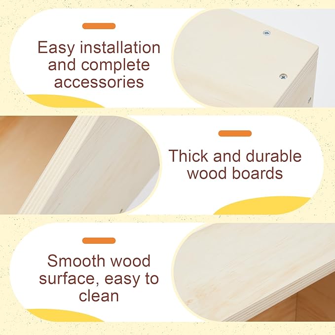 Maxcheck 1 Pack Wood Rabbit Nesting Box, 18x12x12 Inch Wooden Hutch Hideout for Breeding, Natural Burrow Den Alternative for Rabbits & Small Animals