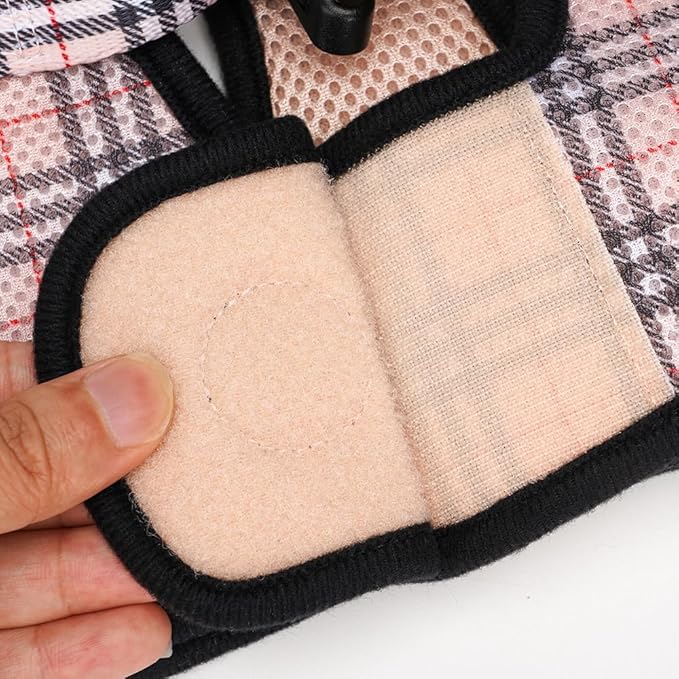 EcoBark Step in Dog Harness - Reflective and Adjustable Body Halter Vest - Soft Mesh Harness (Beige Plaid)