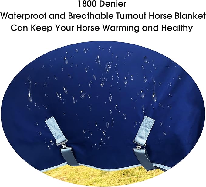 1200D Winter Horse Blanket for Real Horses | Medium Weight Turnout Blanket for All Seasons | 220g | Sizes 72" 78" 81" (Navy Blue, 78 in)