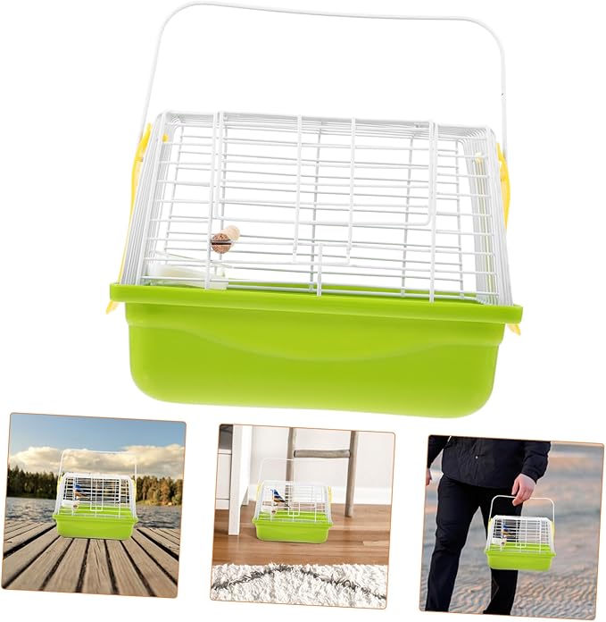 Portable Metal Bird Carrier Cage with Handle for Parakeets and Parrots Ventilated Travel Cage for Safe Bird Transport and Construction for Outdoor Use