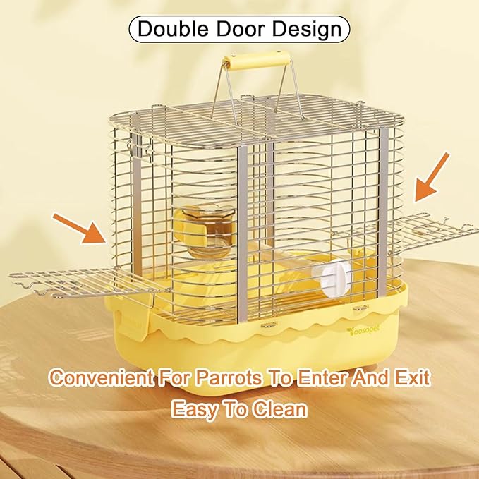 Bird Carrier Travel Cage Parakeet, Portable Outdoor Bird Cage Indoor Bird Aviary for Parrots, Canaries, Lovebirds, Quakers(Large(White))