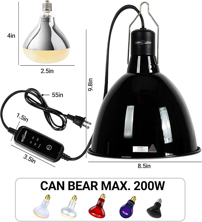 REPTI ZOO Lighting Combo Kit 160W Reptile Heat Lamp UVA UVB Bulbs for Reptiles and 8.5 Inch Reptile Light Fixture Dome Lamp Fixture Dome Light with Timer Tortoises/Snakes/Lizards/Bearded Dragons