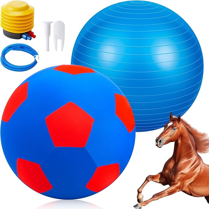 Giant Herding Ball with Ball Cover Anti Burst Please Watch VCR for How to Inflation Horse Toys for Horses Entertainment Play, Pump Included(Stylish,30 Inch,Blue)