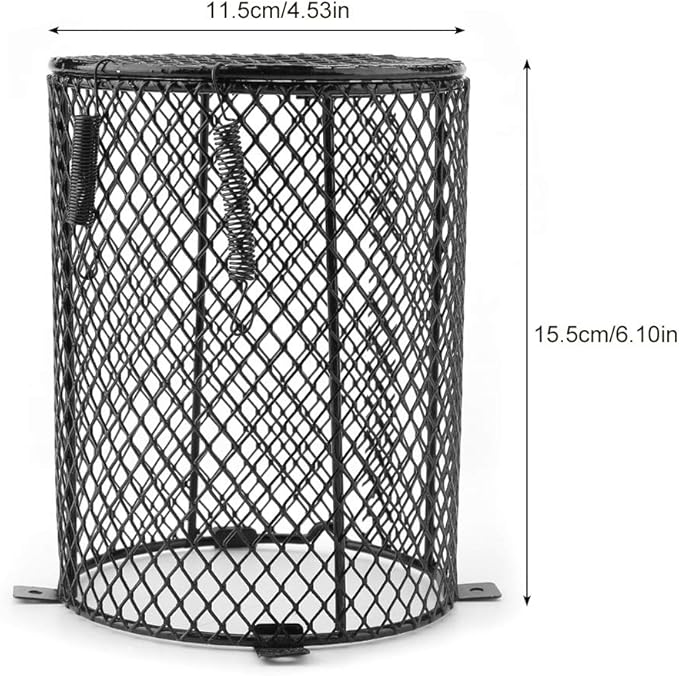 FastUU Mesh Cover Heating Lamp Shade, Day Night Ceramic Light Bulb Heat Lamp Mesh Cover Heating Lampshade, Spotlight Ceramic Light Bulb for Reptile for Pet(Round)