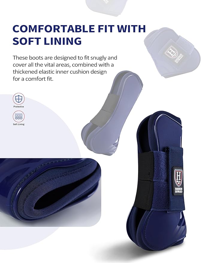 Harrison Howard Horse Tendon Boots Open Front/Fetlock Boot for Horse Protective Boots for Jumping, Trail Riding Set of 4