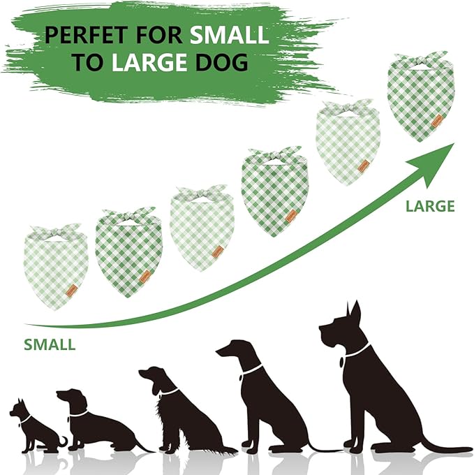 FYSUIMU 2Pcs Dog Bandanas Sage Green Plaid Triangle Pet Scarf Adjustable Puppy Neckerchief Dog Cat Bib for Spring Summer Medium Large Boy Girl Pet Costume Accessories