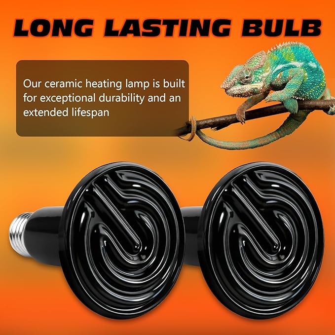 150W Ceramic Heat Emitter Reptile Heat Bulb E26 Base Heat Lamp Bulbs No Light Heat Lamp for Amphibian Pet Brooder Coop Lizard Turtle Snake Terrarium