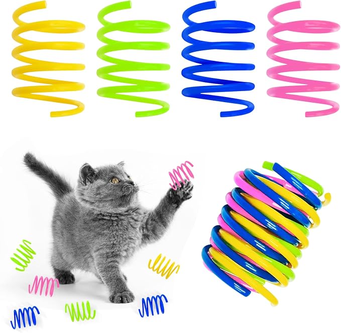 Kerros 60 Pack Plastic Cat Springs Toys for Indoor Cats,4 Colors by Unknown