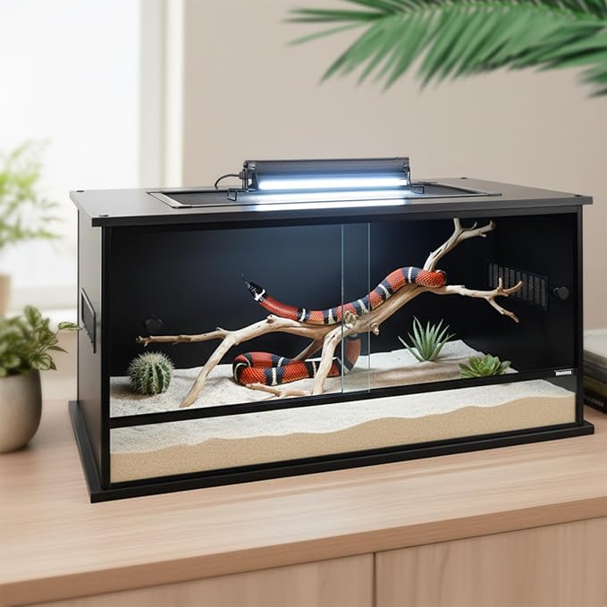 36x18x18 Inch PVC Reptile Enclosure,50 Gallon Reptile Tank Cage for Snake,Ball Python,Bearded Dragon,Gecko,Lizard,Turtle with Front Sliding Door and Top Screen Ventilation