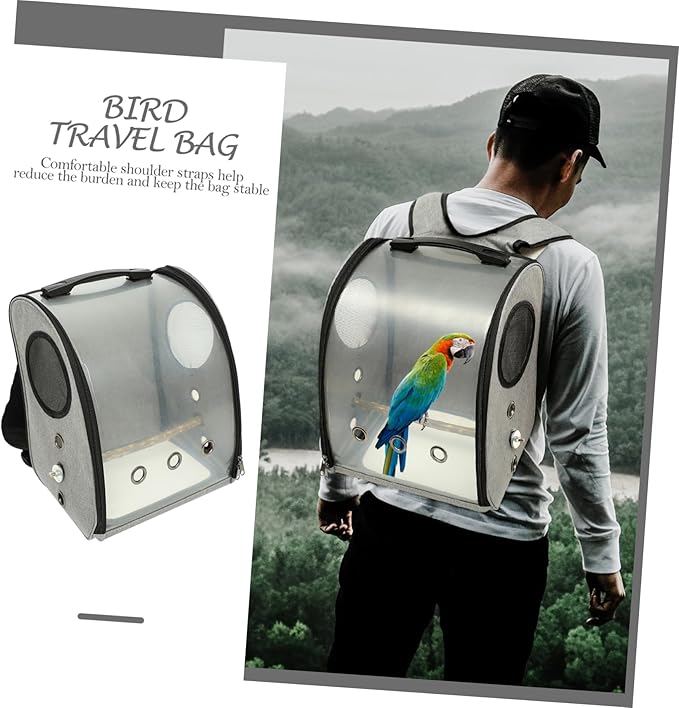 SUPVOX Parrot Carrier Backpack with Bird Perch Breathable Outdoor Bird Straps Transparent Window Design for Hiking Shopping and Travel