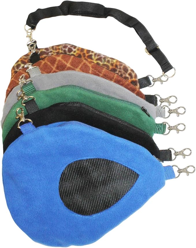 Teardrop Carry Pouch (Blue) - Small Animal Fleece Bonding Pouch - for Sugar Gliders, Hamsters, Gerbils, Mice, Degus & Other Small Pets