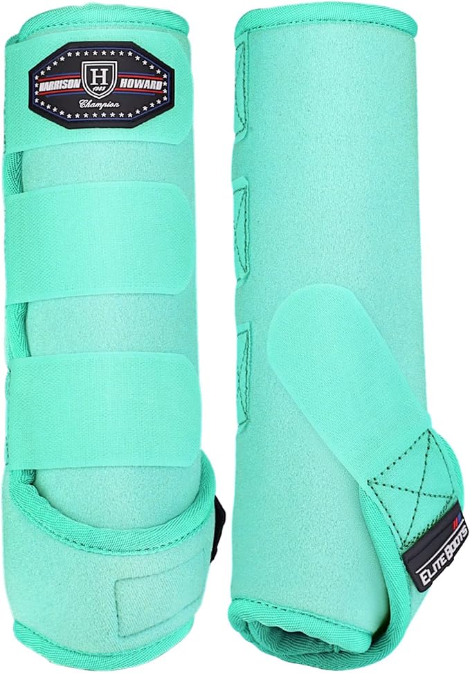 Harrison Howard Horse Sport Medicine Front Shock-Absorbing Boots All-Round Lower Limb Protection & Support Sport Boots Perfect for Endurance Training and Performance Pack of 2 Mint M