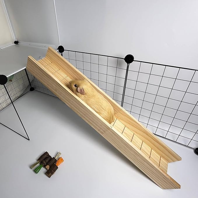 Guinea Pig Bridge, Small Animal Wooden Ladder Ramp, Guinea Pig Cage Ramp Bridge, Guinea Pig Cage Accessories for Guinea Pigs, Ferrets, Chinchillas (Large)