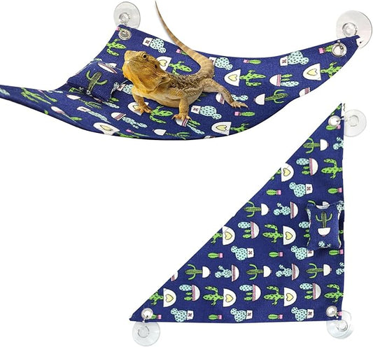 2 PCS Lizard Hammock Reptile Bed Bearded Dragon Tank Accessories for Lizards, Gecko, Lguana Bearded…