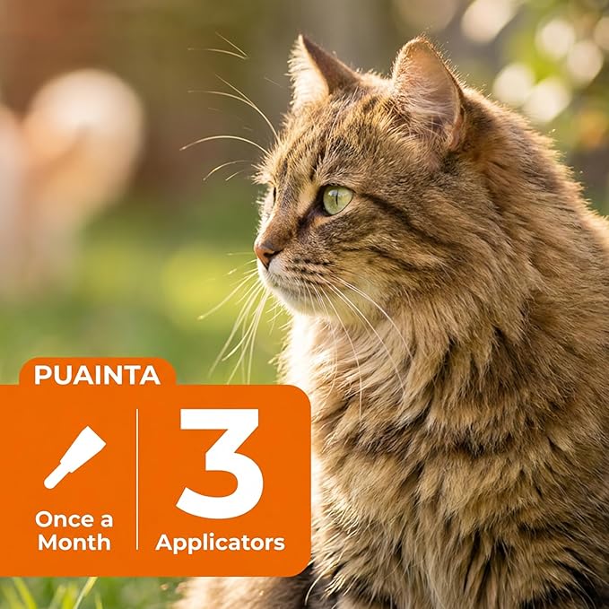 PUAINTA Addcool Plus Flea and Tick Prevention for Cats & Kittens, Professional Topical Treatment, 3 Monthly Doses, Fast-Acting Waterproof Cat Flea Drops