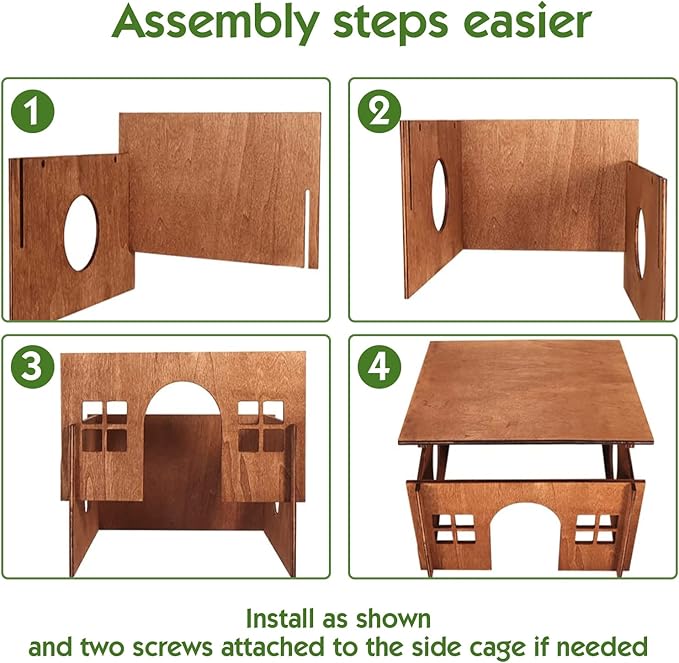 Large Rabbit Hideouts, Wooden Bunny House Rabbit Houses and Hideouts Habitat Castle for Indoor Bunnies, Guinea Pigs, Hamsters, Chinchillas
