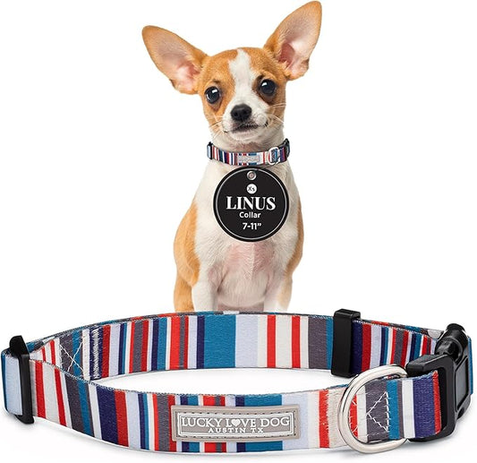 Lucky Love Dog - Adjustable Dog Collar with Easy Click Buckle for Small Dogs, Durable, & Comfortable for Male & Female Dogs, Pet Collar for Puppies & Adult Ones - Linus, XS