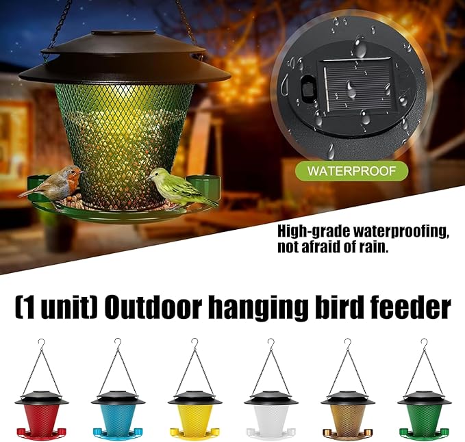 Garden Bird Feeder Weather Rain Protections Feeding Station with Water Bowl Hanging for Outdoor Wild