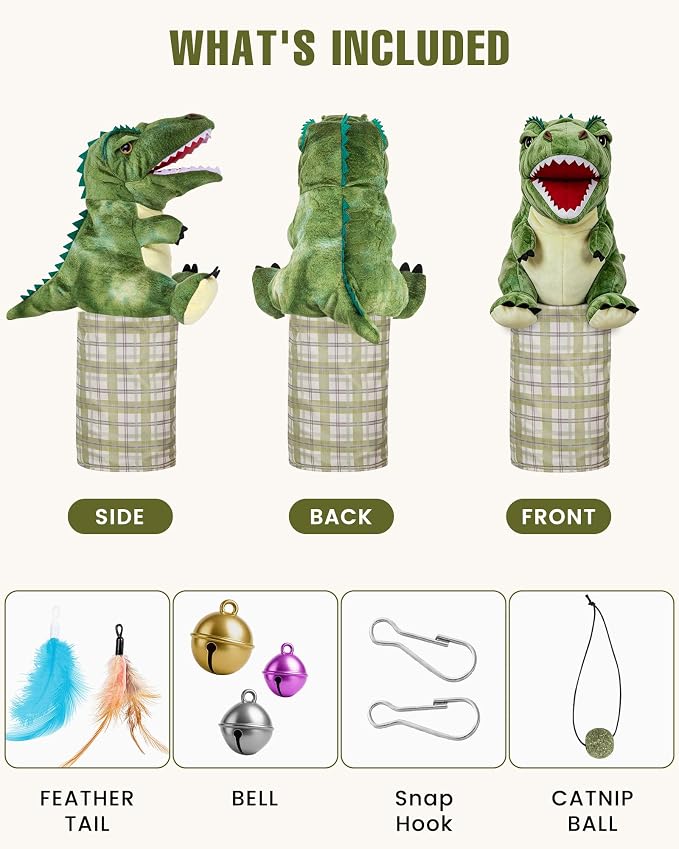 T-Rex Dinosaur Cat Puppet Glove, Interactive Toy with Movable Jaw - Image 8