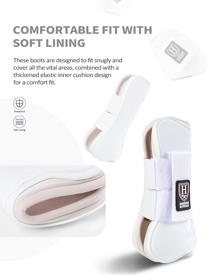 Harrison Howard Horse Tendon Boots Open Front/Fetlock Boot for Horse Protective Boots for Jumping, Trail Riding Set of 4