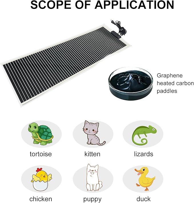 Crystalberry 31" x 11" Reptile Heat Pad 45W, Adjustable Temperature Heating Mat Multi-Temperature Control Pet Heating Pad, Under Tank Heater Mat for Turtle Snake Lizard Terrarium Tank