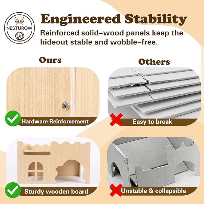 Guinea Pig Hideout Cave House - Natural Rock-Style Small Animal Hideaway for Guinea Pigs & Rabbits, Extra Large Indoor Habitat with Waterproof Liner Included, Chew Proof（Classic Style）