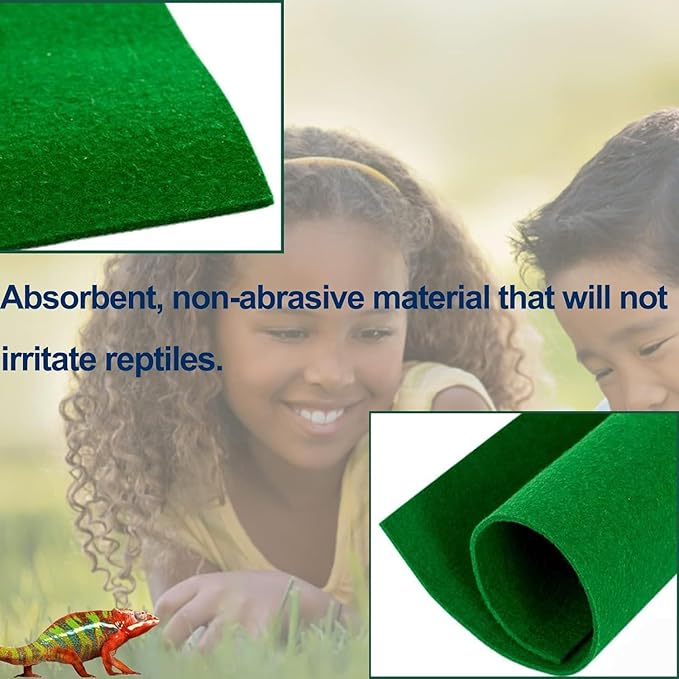 Reptile Carpet Terrarium Liner Bedding Substrate Sand Mat for Cage Lizard Bearded Dragon Gecko Snake Tortoise 48" x 18" (Green)
