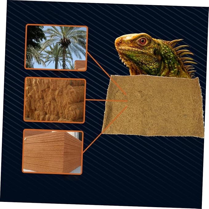 Happyyami 2pcs Natural Coconut Fiber Reptile Bedding Mat Wear-Resistant Cushion for Tortoise and Other Pets Breathable Substrate for Terrarium and Reptile Habitat