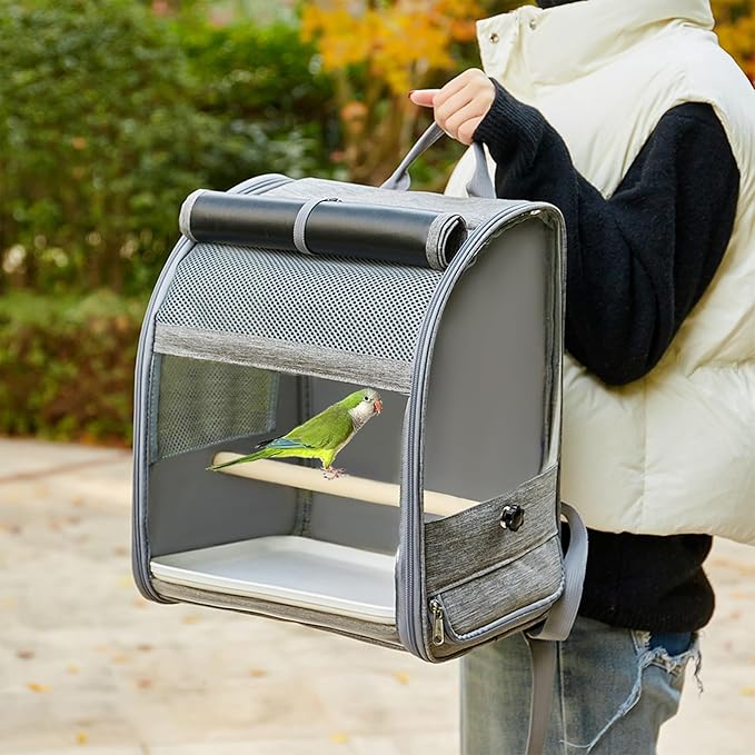 Compacts Bird Carriers Backpacks with 3 Ventilation Panel and Storage Pockets for Hiking Trip Bird Travel Backpacks