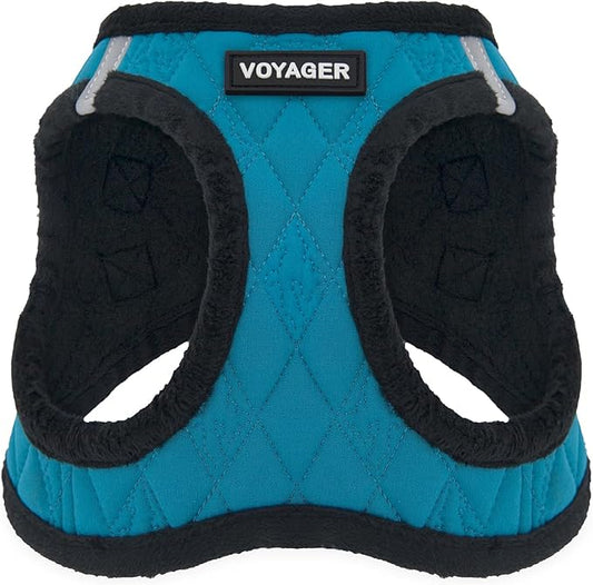 Best Pet Supplies - All Weather Plush, Reflective, No Pull Harness for Small, Medium Dogs, Cats - Secure with Hook & Loop Fastener, Buckle, Double D-Rings - Turquoise Plush, S