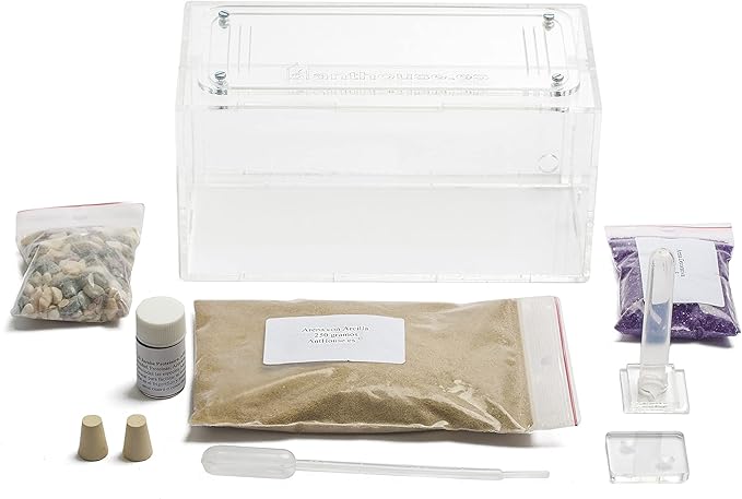 Anthouse.ES - Natural Sand Ant Farm - Acrylic Starter Kit 20x10x10 cm - Sand, Pipette, and Water Dispenser Included - Easy Installation