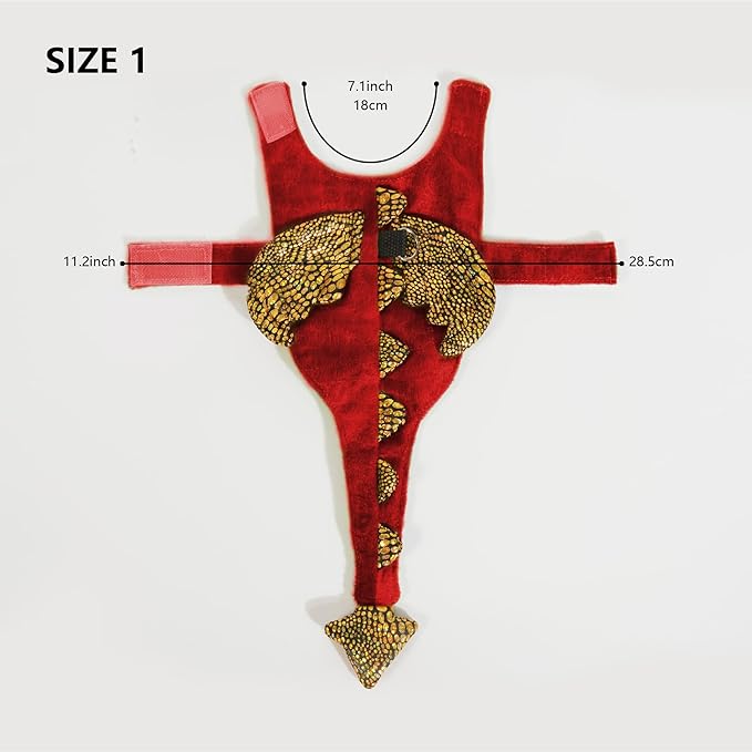 Bearded Dragon Leash and Harness Set, Beardie Carrier, Lizard Adjustable Harness with Leather Wings and Sling Bag, Reptile Small Pet Backpack Batwing Accessories (Red)