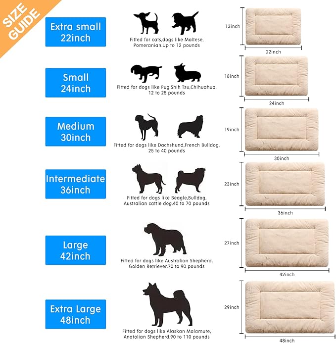Dog Beds Crate Pad for Medium/Large Dogs Ultra Soft Dog Crate Bed Washable & Anti-Slip Kennel Pad for Dogs Cozy Sleeping Mat,Cream 36inch