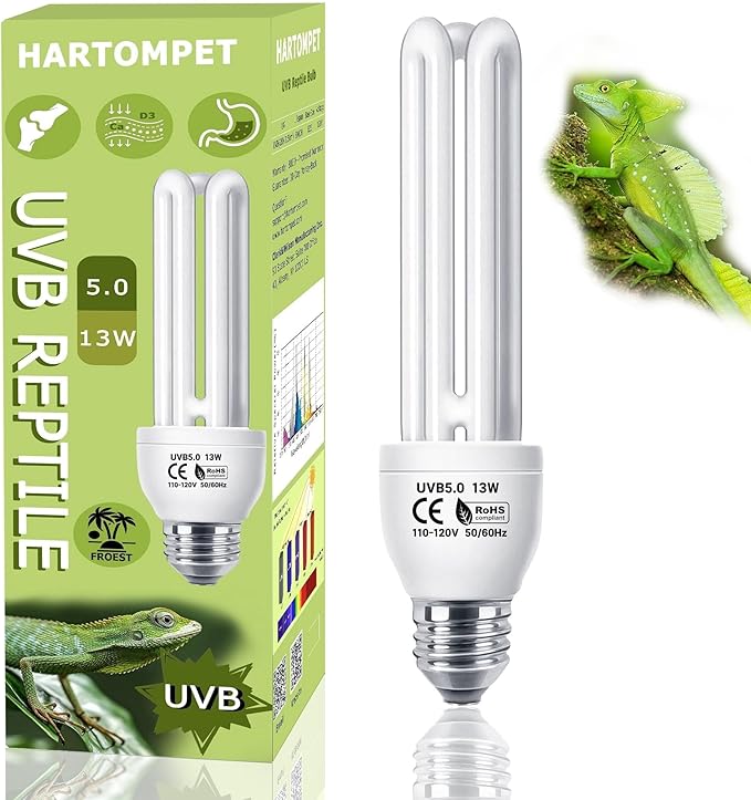 HARTOMPET 5.0 UVB Linear Reptile Lamp 13W, Compact Fluorescent Light for Tropical & Sub-Tropical Habitats, Ideal for Chameleons, Iguanas & Turtles